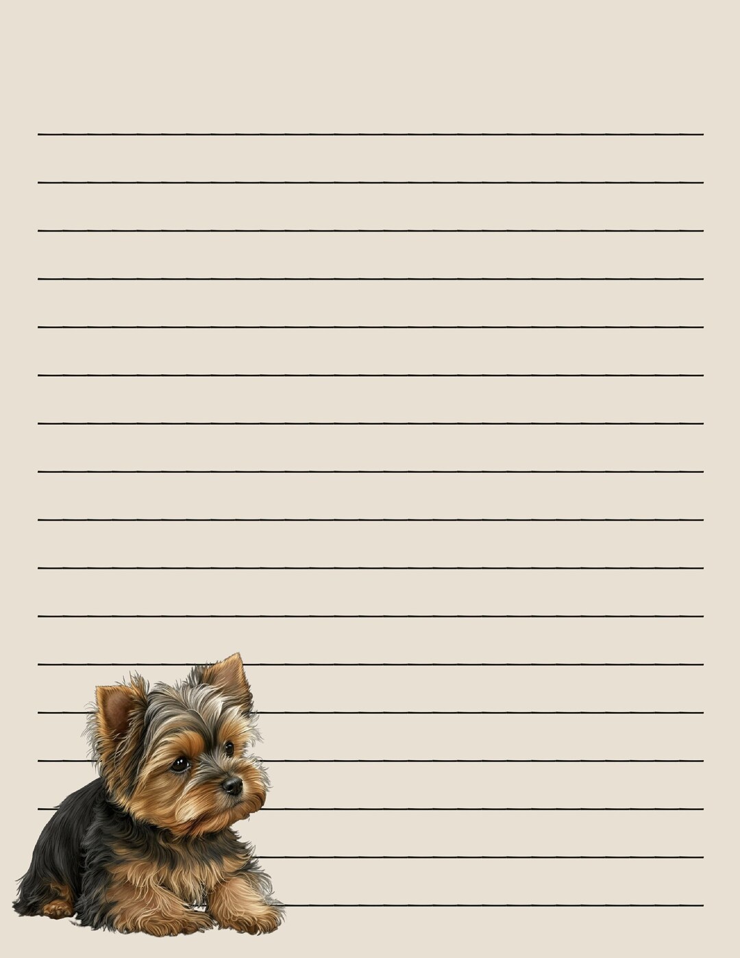 Sweet Yorkie Lined and Unlined Writing Papers Etsy