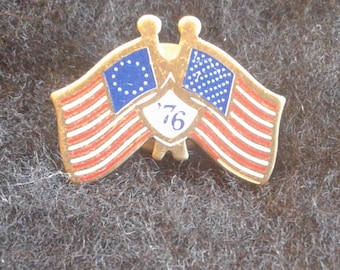 New Vintage 1976 US Bicentennial Society USA Flag Lapel Pin in Box 3 Lot of 