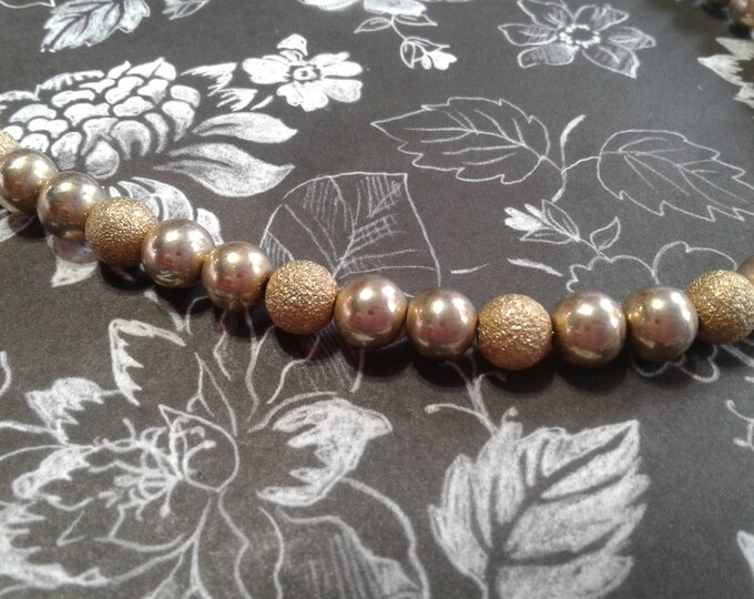 Etienne Aigner Vintage Goldtone Textured Bead Necklace, Signed