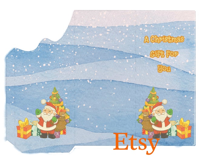 A Gift for You Retro Santa Print and Fold Money Holder Christmas Greeting Card Instant Download