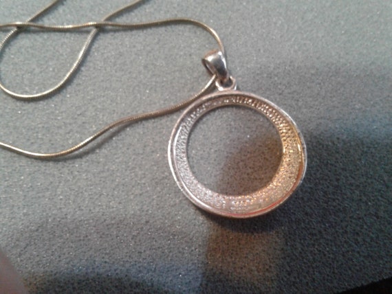 Sterling Silver Simple Circle Pendant on Long Sna… - image 5