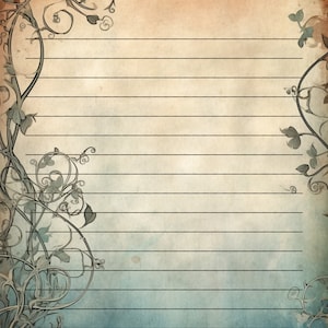Muted Vine Lined and Unlined Writing Papers for Instant Download in Two Colorways