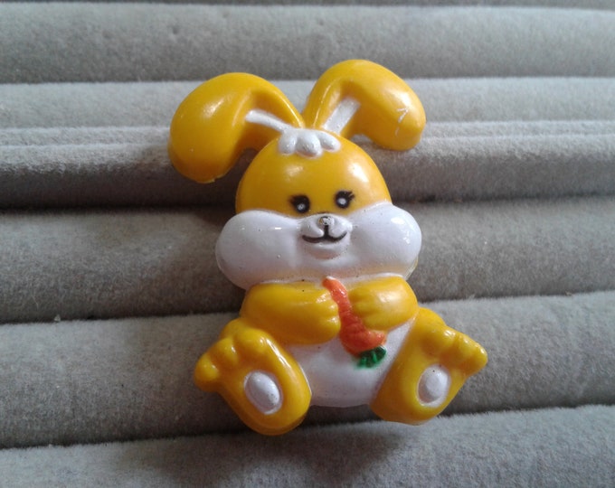 Yellow Plastic Novelty Easter Bunny, Unsigned, Likely Hallmark