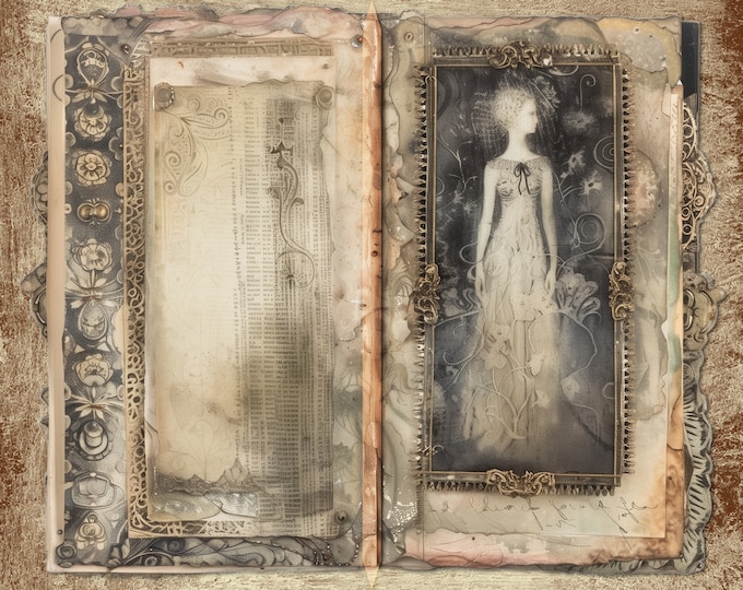 Eclectic Lace Background/Junk Journal Pages to Print at Home, 10 Designs. 5 Sheets