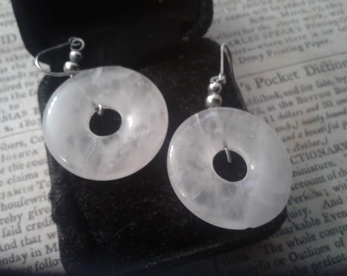 Rose Quartz and Sterling Silver Vintage Handmade Grunge Dangle Earrings