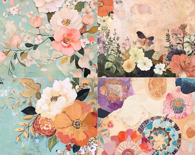 Sweet Spring Scrap Paper Sheets--20 Quarter Page Designs--5 Sheets