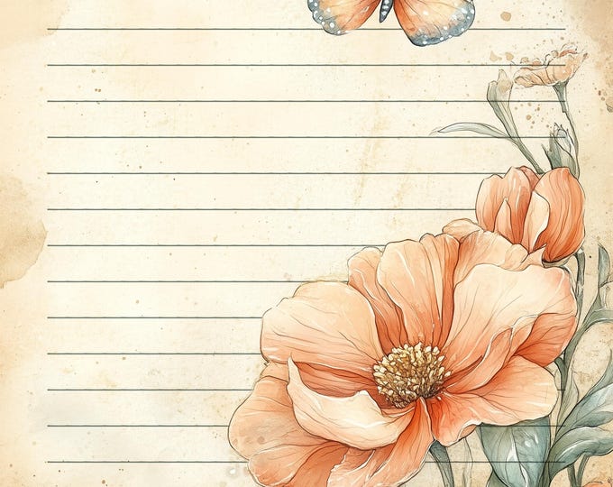 Spring Butterfly Lined and Unlined Writing Papers with Plain Sheets to Download and Print at Home