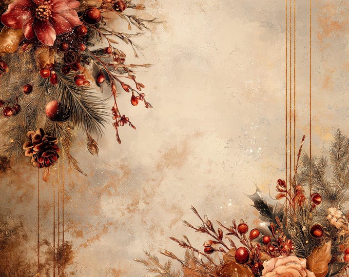 Crushed Velvet Christmas Winter Holiday Bordered Digital Papers/Backgrounds for Instant Download