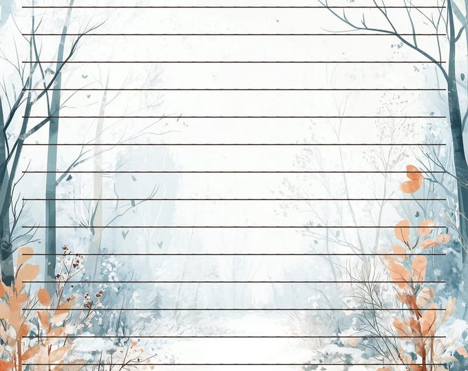 Winter Woodland Themed Lined and Unlined Writing Papers, Two Designs