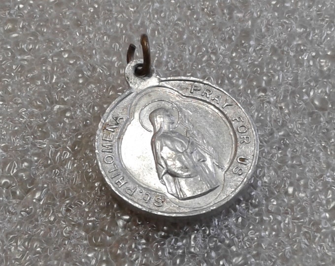 Aluminum St. Philomena Medal, Souvenir of Rev. Fr. Cacella