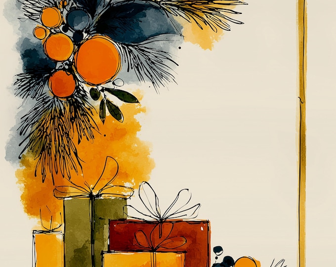 Five Zen Christmas Winter Holiday Bordered Digital Papers/Backgrounds for Instant Download