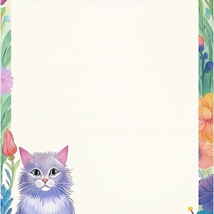 Papiers à lettres fleurs et chats, quatre motifs