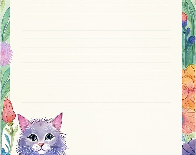 Cat and Floral Writing Papers, Four Designs
