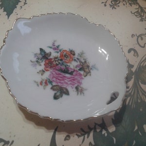 Small Japan Marked Fine China Floral Design Leaf Plate