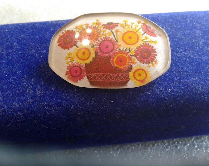 Vintage Decoupage Brooch from Paper Image and Old Eyeglass Lens, Now Two Styles Available