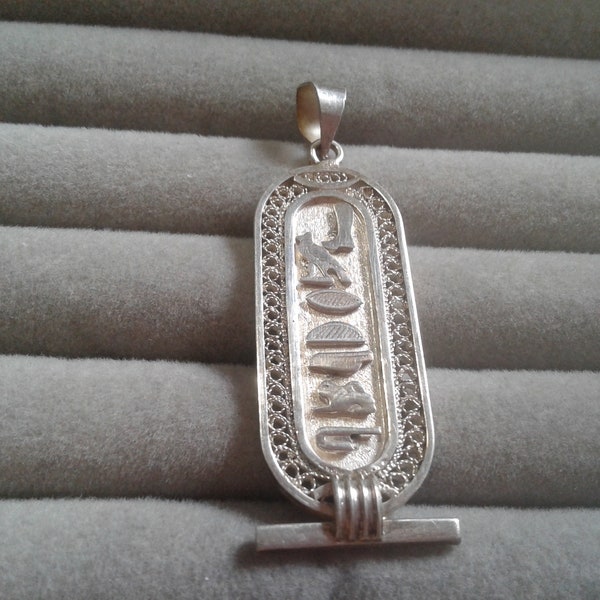 Likely Silver Wellmade Hieroglyph in Cartouche Pendant