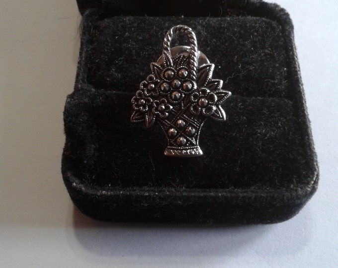 Avon Marcasite Basket Tack Pin, Signed