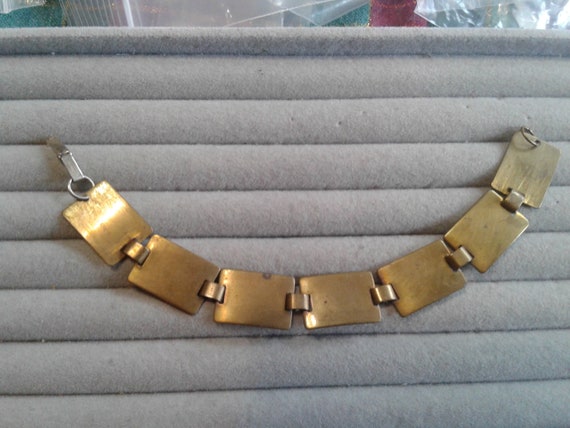 Reinad Brass Rectangular Link Bracelet, Signed - image 2