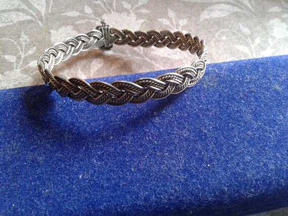 Late Georgian Silver Braided Bracelet with Pin Ca… - image 3