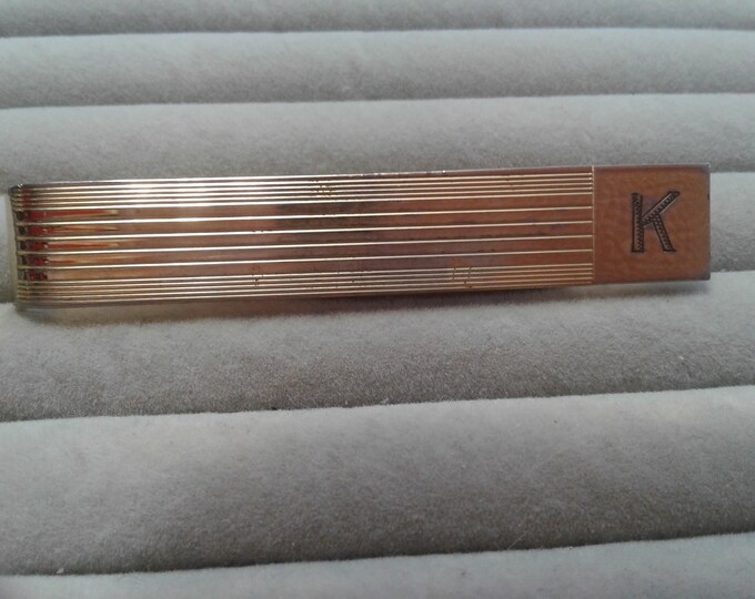 Flex-Let Quality Goldtone Initial "K" Tie Clip