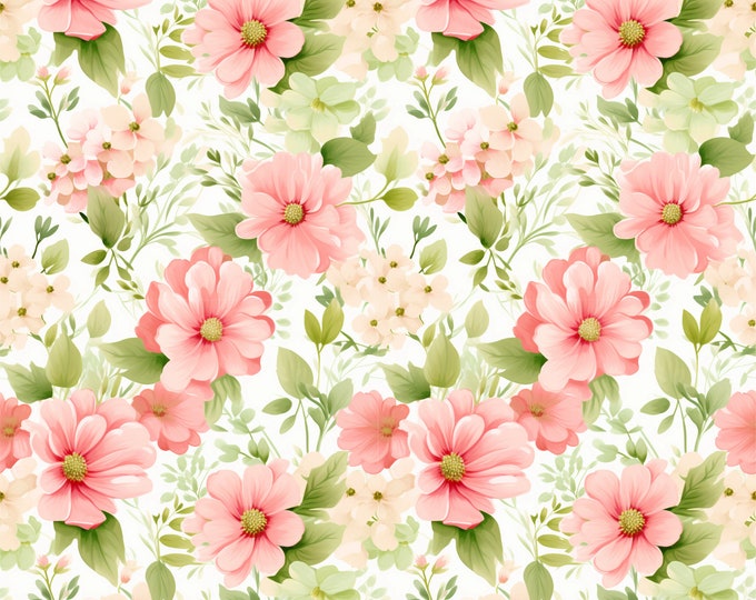 Pink Floral Seamless Allover Design Digital Papers--300 DPI--Commercial Use Permitted--Instant Download