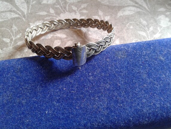 Late Georgian Silver Braided Bracelet with Pin Ca… - image 2