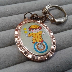 Novelty Printed Image Clown Keychain Marked HongKong