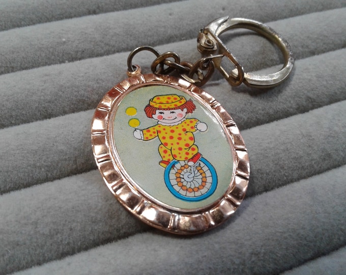 Novelty Printed Image Clown Keychain Marked HongKong
