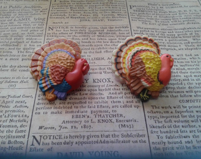Hallmark Thanksgiving Turkey Molded Plastic Novelty Pin, Signed, Now Additional Colors