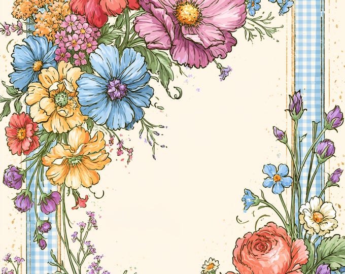 Gingham Summer Days Printable Decorative Craft/Writing Papers for Instant Download, JPG Files, 8.5 x 11
