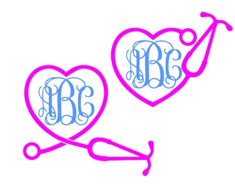 Heart Monogram Svg Stethoscope svg Nurse Svg RN Svg Heart Stethoscope SVG Vector cut file Cricut Explore Silhouette Cameo dxf