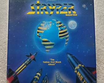 Rare Vinyl Stryper (12" Single) -The Yellow And Black Attack Ep - 1985 (1st) w/ Cropped Cover + Yellow Insert, No Barcode - Free Shipping