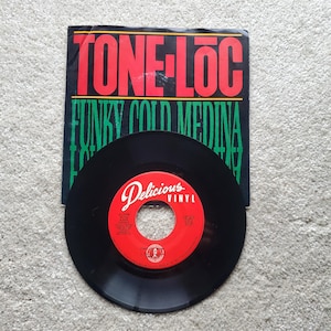 Vinyl Tone Lōc (7") – Funky Cold Medina – 1989 origineel NM/VG+ met postorderkaart – gratis verzending