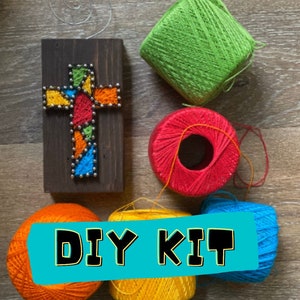 Cross String Art Kit | Cross String Art | Mosaic Cross Kit | Mosaic Kit for Adults | Baptism Favors for Guests | Cross String Art Pattern