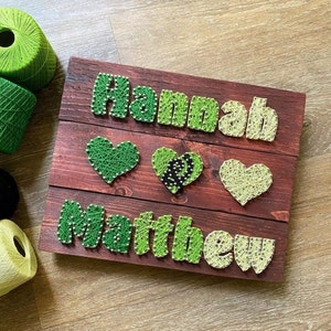 Couple Name Sign with Heart, Personalized Name Decor, Personalized Wedding Gift, Fun Anniversary Gift, Monochrome Wall Art, Multicolored Art