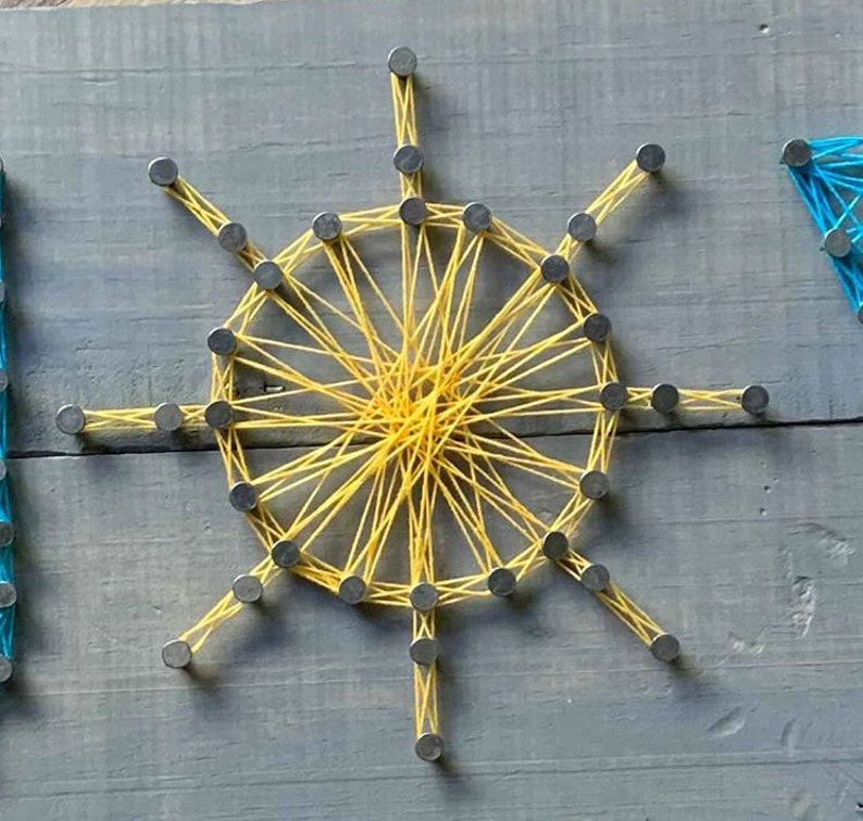 Joy With Sun String Art Wall Sign Reclaimed Wood Wall Decor Etsy