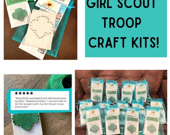 Girl Scout Activities, Girl Scout Craft Kits, Girl Scout Trefoil, String Art Kit, Easy String Art, Girl Scout Troop Leader, Group Craft Kit