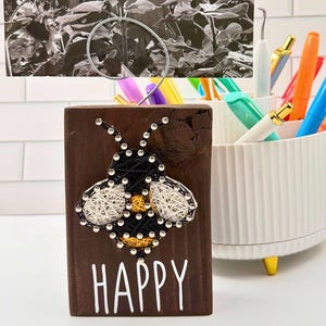 Bee Happy String Art Kit | Wood Photo Display Craft Project