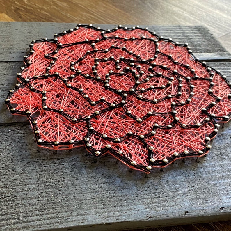 Rose String Art Wall Sign Rose String Art Library Art Rose Etsy