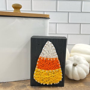 Candy Corn Decor | Halloween Tiered Tray Decor | Spooky Halloween Decor | Candy Corn Kitchen Decor