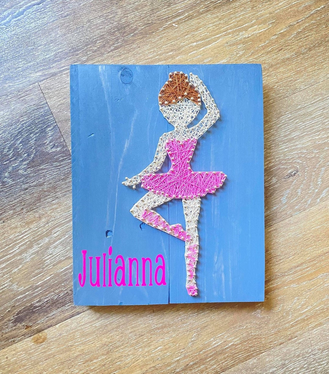 String Art Ballerina, Little Girl Wall Décor, Personalized Ballet Sign