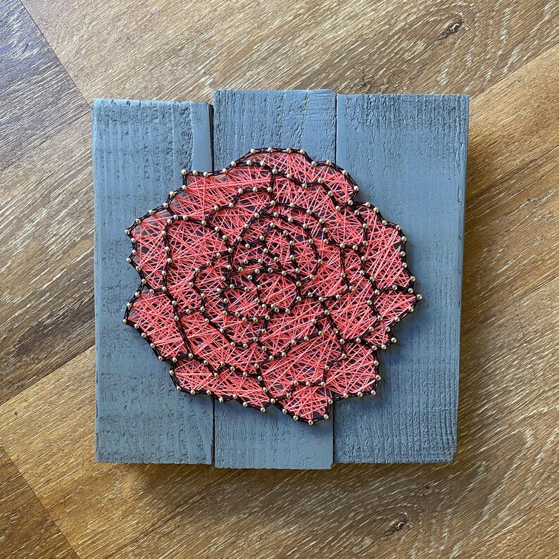 Rose String Art Wall Sign Rose String Art Library Art Rose Etsy