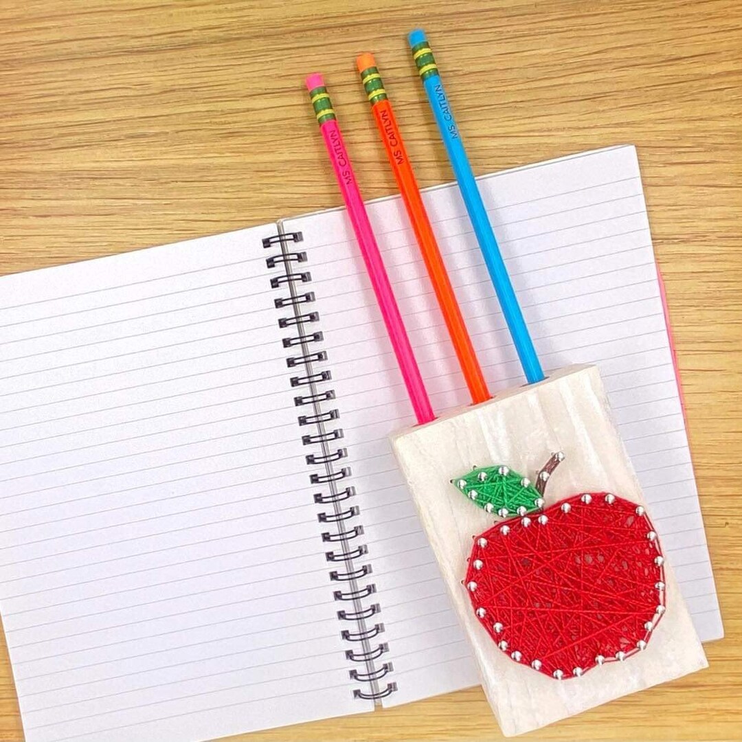 Pencil Holder Teacher Gift Back to School Teacher Gift Apple Desk ...