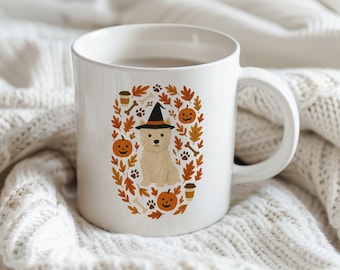 Westie Autumnal Halloween Illustration Mug | Dog Lover Gift