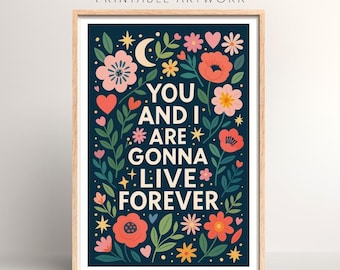 Britpop Lyrics Art Print: Floral Oasis Fan Gift (PDF Download)