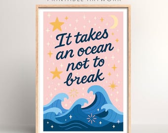 Ocean Lyrics Print: Song Art, Starry Waves (PDF Download)