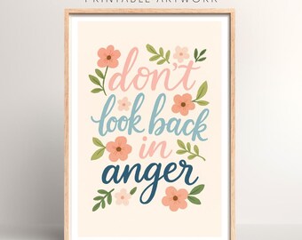 Don't Look Back In Anger Lyrics Print | Digital Download