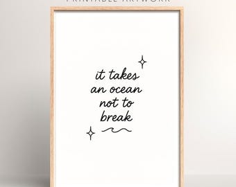 It Takes An Ocean Lyrics Print: Song Art (PDF Download)