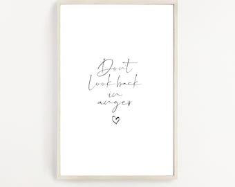 Don't Look Back In Anger Lyrics Print | Digital Download