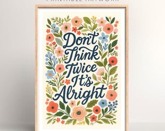 Songtekst Don't Think Twice It's All Right poster | Digitale download